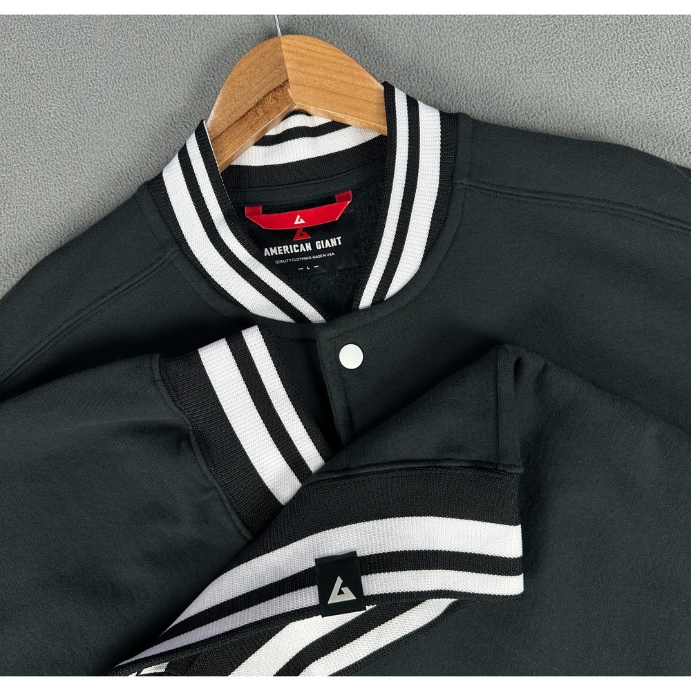 American Giant Jacket Mens Large Black Collegiate Varsity Bomber Minimalist Luxe